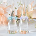 ﾋﾞｰｽﾞﾘﾝｸﾞラベンダーとベルディグリのお花の指輪セット