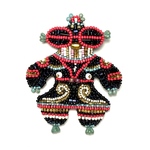 遮光器土偶 ビーズ刺繍ブローチ