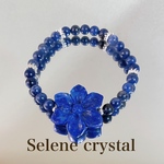 ラピスラズリ　お花　ソーダライト　ブレスレット　　　　天然石ブレスレット　Selene crystal