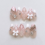 ヌーディカラーネイル♡ ネイルチップ フレンチネイル ちゅるん 韓国ネイル ブライダル 前撮り 成人式