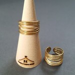 [1pcs]2way オール ステンレス デザインリング 多重ライン ゴールド 24KGPイオンメッキ サージカルステンレス  金属アレルギー対応