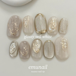 glossy veil white /ニュアンスネイル/結婚式/花嫁ネイル/入学式/卒業式/うるうるネイル/ちゅるんネイル