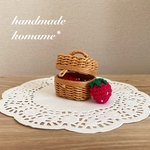 【再販】 komame* ミニチュア ピクニックバスケット 蓋付き 開閉可能 こはく色