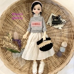 【送料無料】☆22㎝ドール服☆Hawaii刺繍トレーナー＆コットンシアーティアードスカート＆かごバック３点セット