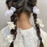 七五三　753  発表会　ホワイト　アイボリー　白　ドライフラワー　ヘアアクセサリー　かすみ草　かすみそう　オーガンジーリボン　髪飾り　キッズ　結婚式　誕生日　ヘッドドレス　かわいい　リンクコーデ