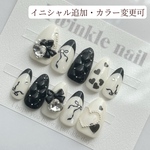 【オーダーネイルチップ】韓国ネイル ワンホンネイル 推し活ネイル ちゅるんネイル シズニルック キルティング フレンチガーリー スナ系 リボンネイル キラキラネイル 量産型ネイル 【No.68】