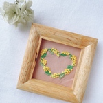 《3/8 ミモザの日》　ハート　リース　刺繍フレーム　黄色　ミモザの日　春　インテリア雑貨　壁飾り　置物　ギフト　