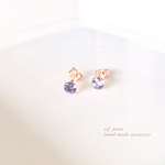 再販《14kgf rose gold》アイオライトの一粒ピアス