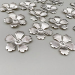 [ 2pcs ] フラワー 33mm [ シルバー ] ブライダル ウェディング ヘアアクセ 5枚 花びら メタル パーツ tp-20105s m50116-25s