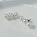 あこや真珠ピアス　3連ピアス　アコヤパール　14kgf  金属アレルギー対応　上品　エレガント　ラインピアス　高級　大ぶり　本真珠　冠婚葬祭　フォーマル　パーティー　プレゼント　ギフト　贈り物　淡水