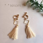 《再×16》タッセルとゴールドダイヤのイヤリング＊＊ivory