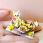 受注制作◾️ミニチュア　うさぎさんときつねさんのお菓子づくり　ハンドメイド　