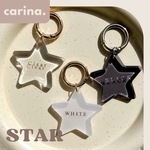 【 STAR 】 全3色 名入れ 名前入れ 文字入れ 星 チャーム キーホルダー キーリング イニシャル アルファベット クリア カラビナ スター