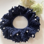 パールビーズのシュシュ＊navy＊