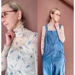 RATA❤️型崩れしにくい高収縮のメローシアートップス❤️アンティークフラワー❤️レトロアイボリー❤️大人ガーリー❤️古着にも