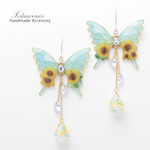 胡蝶~Sunflower＆Blue Sky~(c55) ピアス/イヤリング/ノンホールピアス/樹脂ピアス