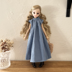 ふんわりナチュラルノースリーブワンピース　【ライトブルー🩵厚手】ドール服　リカちゃん　ブライス　受注