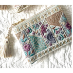 ＊春色のインド刺繍リボン タッセル付き ポーチ 2color
