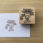 ナスカの地上絵(頭足人)のラバースタンプ