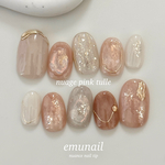nueage pink tulle /ニュアンスネイル/うるうるネイル/ちゅるんネイル/ブライダルネイル/結婚式/入学式/卒業/花嫁ネイル