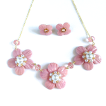 お花ネックレス　ピアスセット