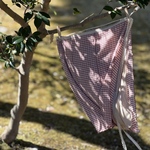 "perfect day for laundry" -pink check cotton ribbon wrap skirt-［25SS-PDFL03］ 