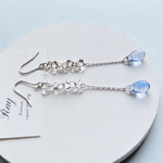  《氷ファルファーレ/ドロップ》ピアス　イヤリング　氷　キラキラ　透明感　透明　涼しげ　チェコガラス　ドロップ　しずく
