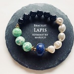 【4/08  御売約★碧色工房・ほたる様】　　　BL450-007ラピスラズリ原石+Asymmetry 17㎝*天然石ブレスレット 【送料無料】