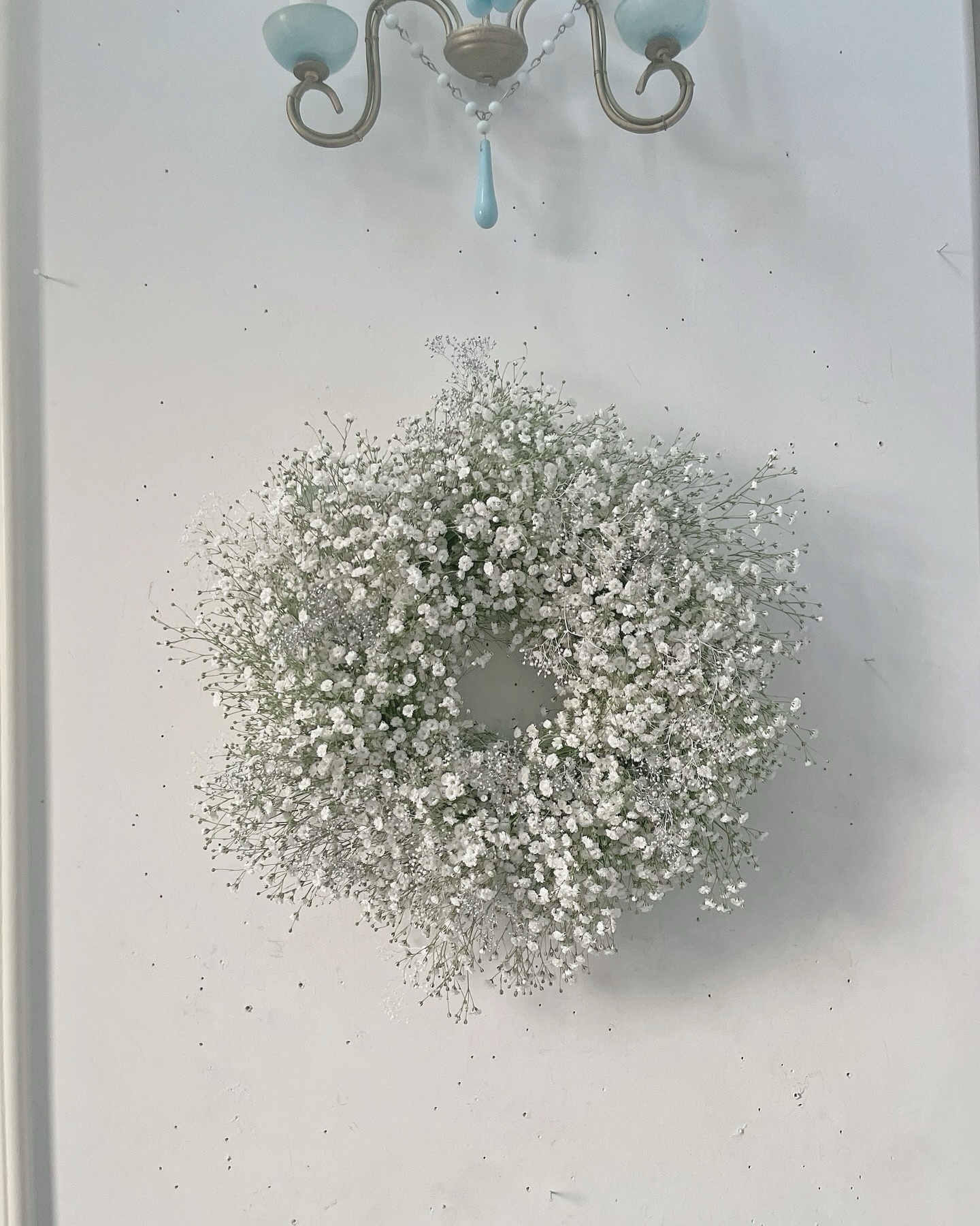 flowers wreath " snow white "  春のリース かすみ草 ドライフラワー リース カスミソウ