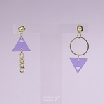 【再販】ラベンダー　オポジットトライアングルピアス・イヤリング　ot-l