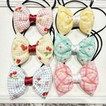 わんちゃん用　《中型犬》さくらんぼバイアスチェックMIXトリミングチョーカーリボン Lサイズ　6個セット