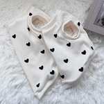 犬服　ハートニット　お出かけコーデ　お揃いコーデ