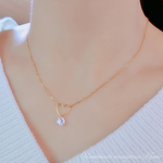 ネックレス ステンレス ハート ジルコニア 華奢 オフィス 可愛い シンプルネックレス