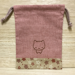 ミコちゃん　御朱印帳が入る巾着〈ピンクと桜〉