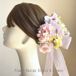 ウェディング・成人式に♡桜と薔薇のヘッドドレス（20本セット）　サクラ　リボン　春色　桜色　結婚式　ウェディング