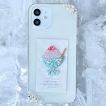 iPhone 全機種対応　冷んやり　いちご　かき氷　クリア　レジン　ビジュー　フェイクスイーツ　ミニチュア　スマホケース　iPhone13 iPhone14 iPhone15 iPhone16 17他
