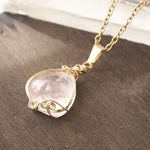 春色の囁き モルガナイトのネックレス 宝石質 フカネ巻き ワイヤーラッピング 4月誕生石 桜色 ピンク 14kgf サージカルステンレス ラッピング無料