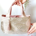 ころりん帯バッグ【菊青海波】唐織帯　新宮錦　2way  ラッピング対応　着物帯リメイク