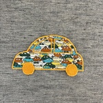 リバティ　くるま　ワッペン　アップリケ　Chimo