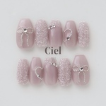 【size order】nailtip ピンクネイル リボンネイル シュガーネイル フレンチネイル 韓国ネイル ガーリーネイル ミラーネイル  デートネイル 春ネイル ちゅるんネイル