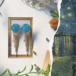 【名画モチーフ】【2way】ゴッホ「星降る夜、アルル」イヤリング・ピアス 2way