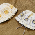 *ホワイト×お花モチーフ＊♡Babyクロシェハット* クラッシャーハット　バケットハット　日よけ帽子　グラニースクエア