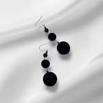 シルバー925 大振り　オニキス　フラットコイン　3連ピアス　イヤリング