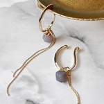 gray agate × swage chain イヤーカフ(両耳)