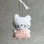 ねこ[天使][ピンク]　あみぐるみキーホルダー　かぎ針編み