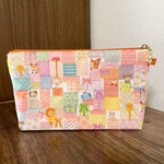 【受注制作】yukiemon パズル　ピンク ふんわり　ちょこっと　台形　ポーチ　【M】