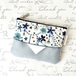 ポケットティッシュケース付きポーチ【 Floral Garland フローラル・ガーランド(ブルー)】リバティ生地使用