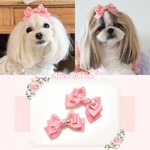 ありすりぼん🎀 ピンク リボン バレッタ グログラン コーラルカラー 犬用 ペット用 犬 猫