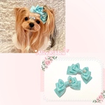 ありすりぼん🎀 ミント グリーン ブルー リボン バレッタ グログラン 犬用 ペット用 犬 猫