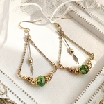 グリーン×トライアングルアローのフックピアス イヤリングに変更可